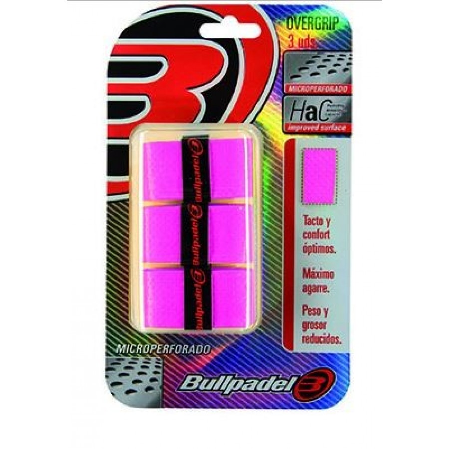 Blister Bullpadel 3 Overgrips GB1201 Confort Perfore Rose Fluor