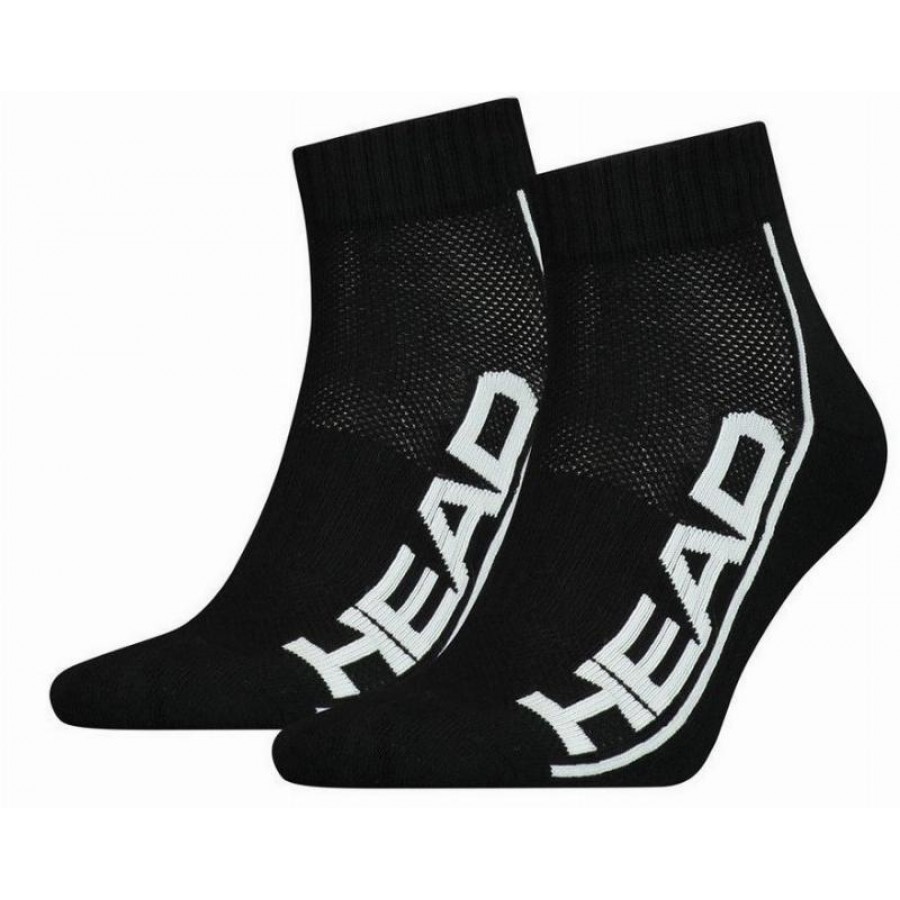 Head Stripe Quarter Socks Black White 2 Pairs