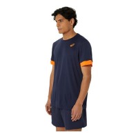 Camiseta Asics Court Azul Medianoche Naranja