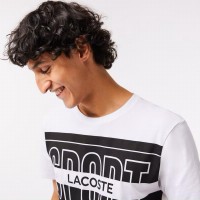 Camiseta Lacoste Sport Logo Blanco Negro