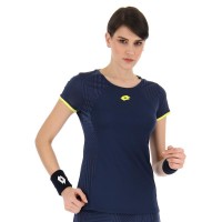 Camiseta Lotto Superrapida V Denim Oscuro Amarillo Acido Mujer